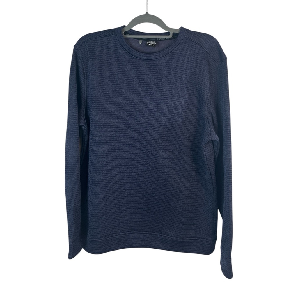 Under Armour golf‎ mens blue striped pullover crewneck sweatshirt size large